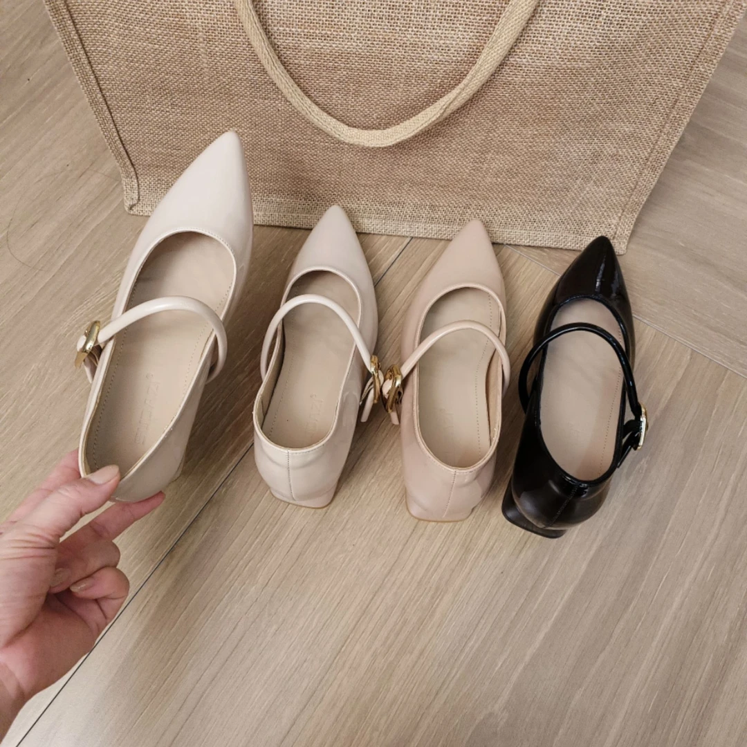 小个子内增高单鞋女2025年秋新款玛丽珍复古时尚舒适百搭尖头女鞋