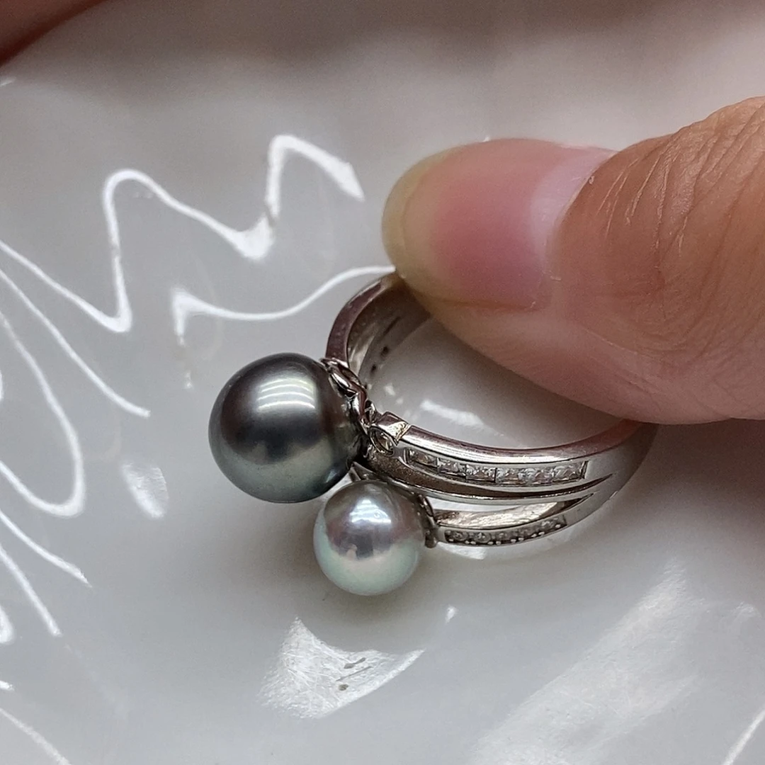 海水珍珠戒指银S925镶嵌