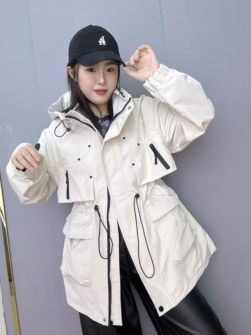 二一六#大码二棉反季福利，中长款连帽外套