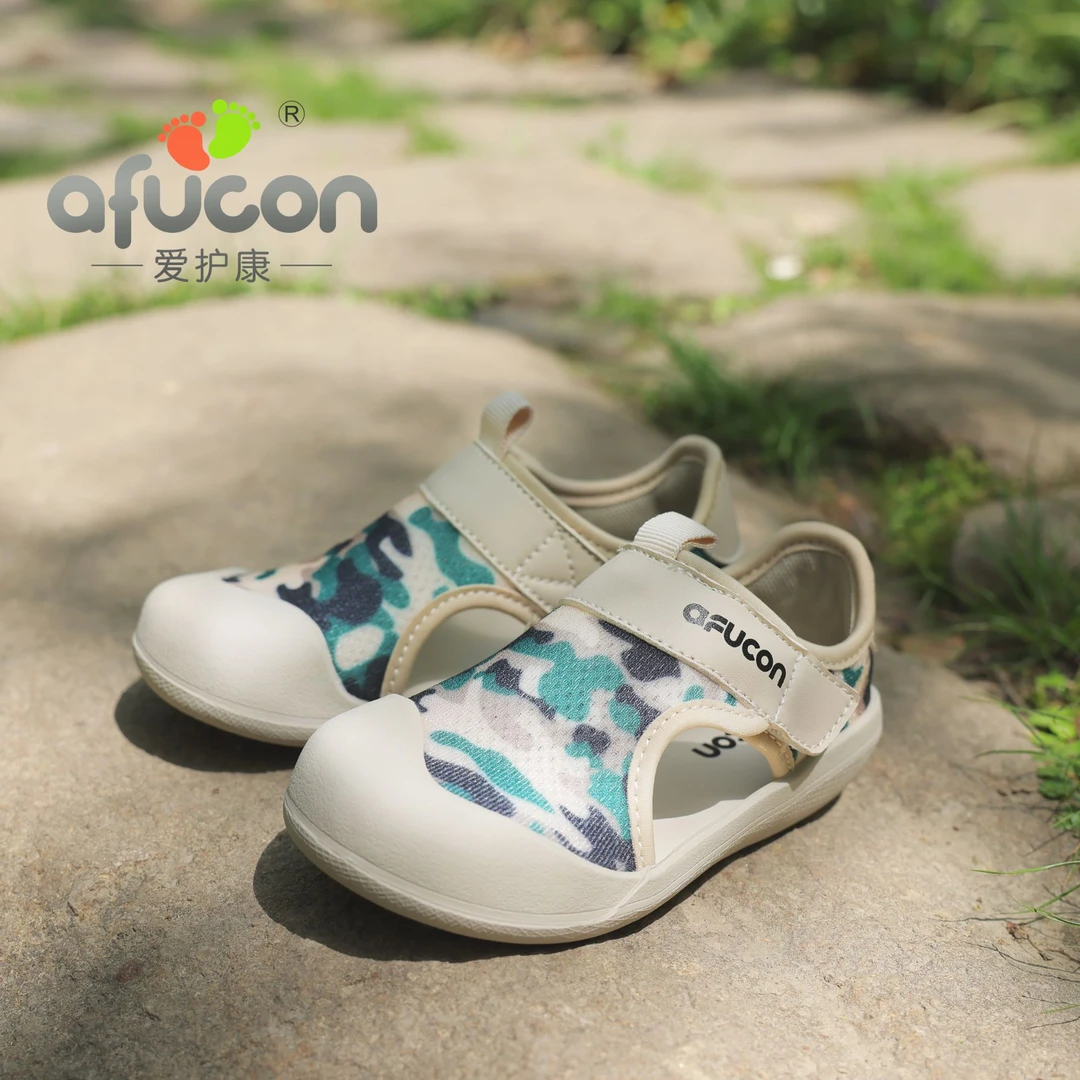 afucon/爱护康夏季男女童包头凉鞋跑跳速干溯溪沙滩鞋透气软底