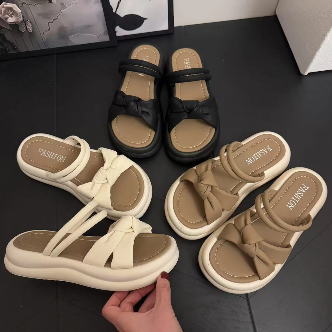 厚底蝴蝶结两穿凉拖鞋2025夏季新款外穿时尚百搭软底舒适增高