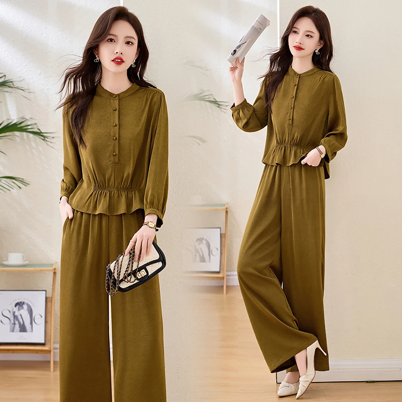 阔腿裤套装女装2025新款春秋气质休闲时尚洋气减龄显瘦穿搭两件套
