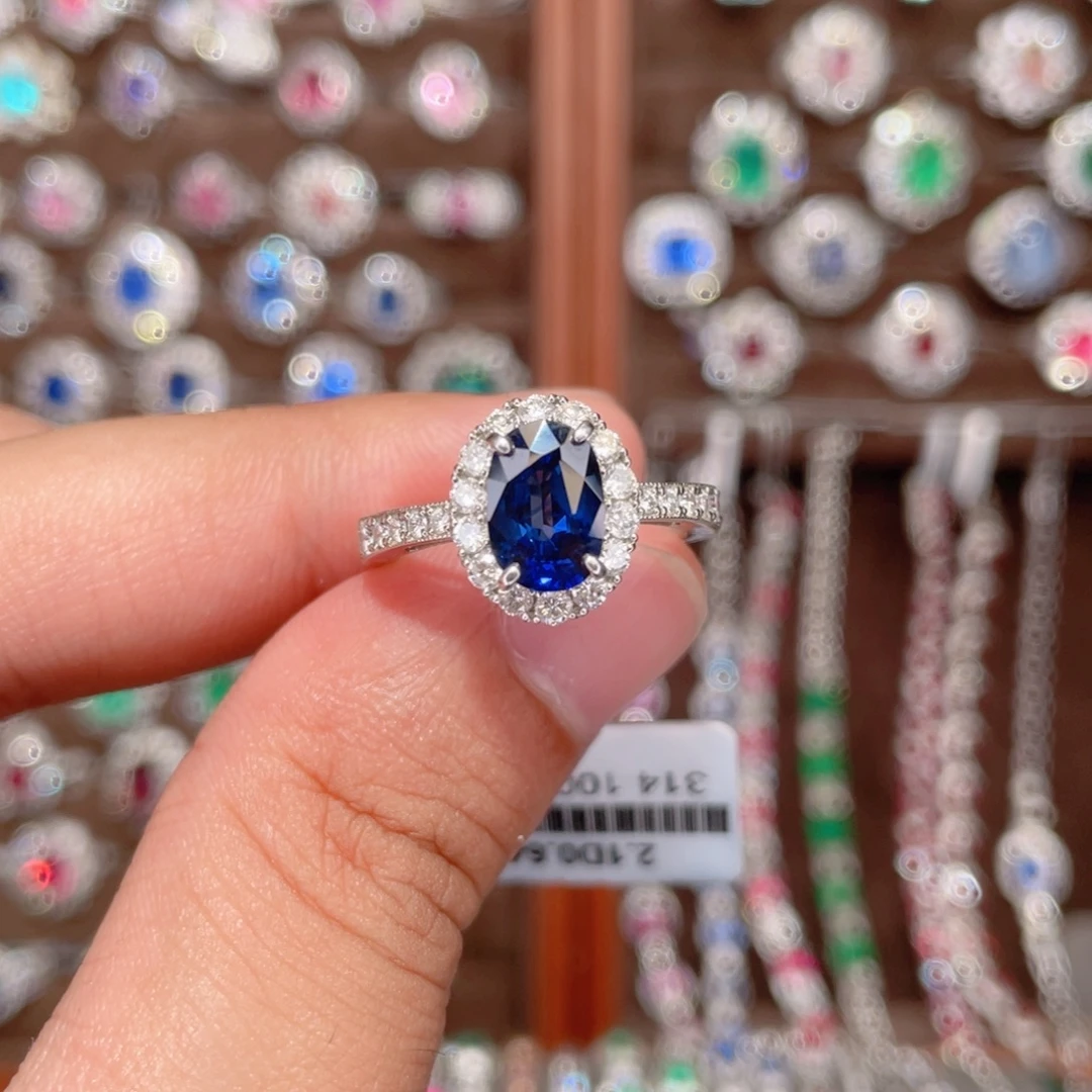 戒指蓝宝石铂Pt900镶嵌2.1ct 皇家蓝
