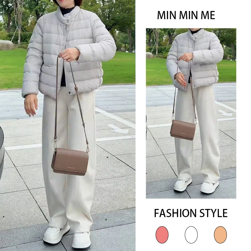 2025秋季新款设计感轻职风时尚长袖棉服女搭加绒休闲阔腿裤两件套