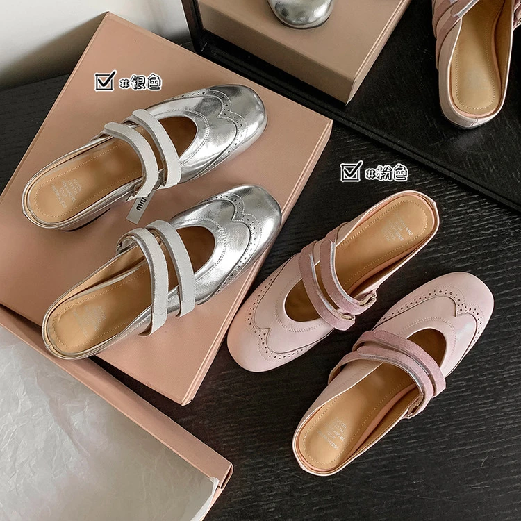 内增包头拖浅口套脚休闲穆勒拖.时髦德训半拖凉鞋.拖鞋女鞋外穿