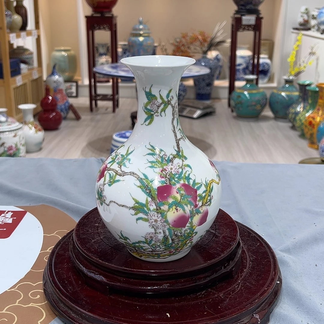 摆件陶22cm桃子赏瓶