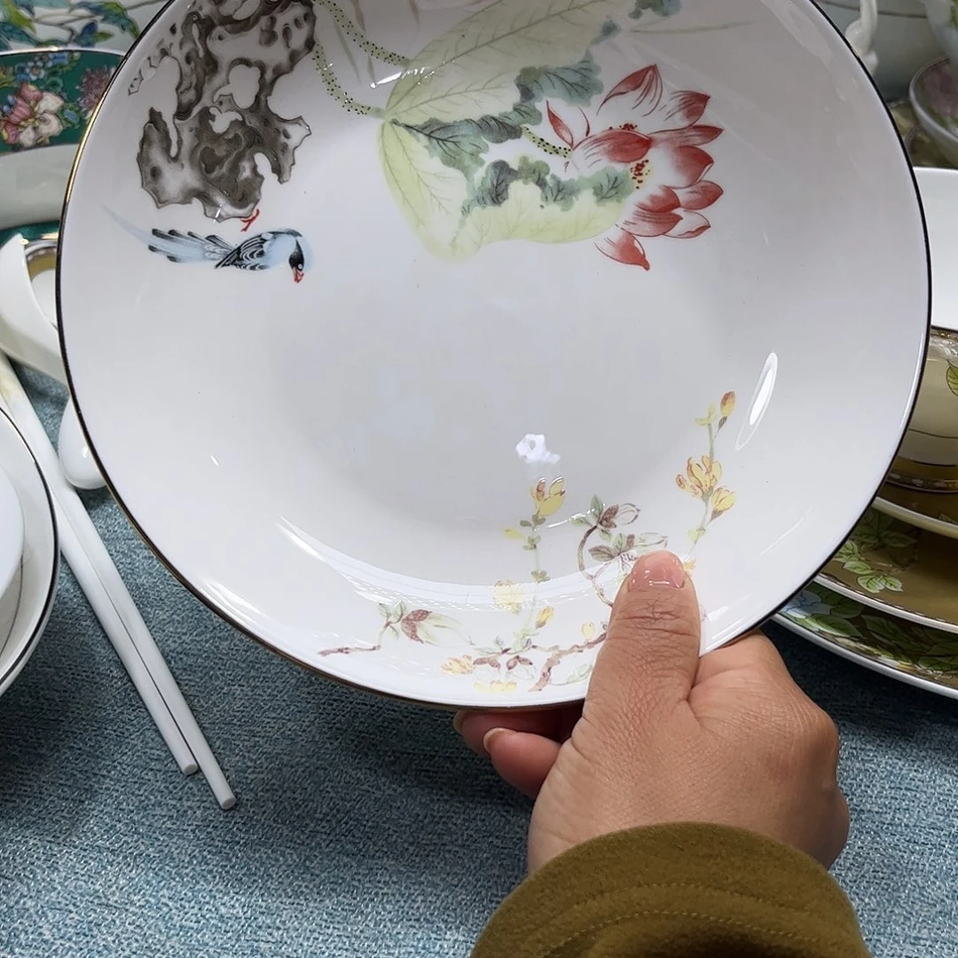 瓷片花神八寸深盘四个