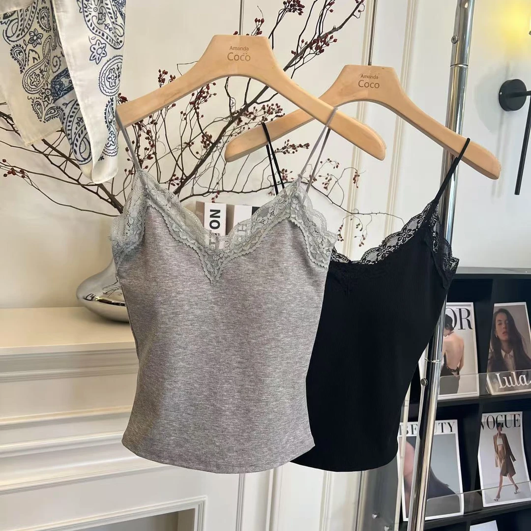 HNIH石艺2025春季新款蕾丝花边细带美背HS8036吊带背心