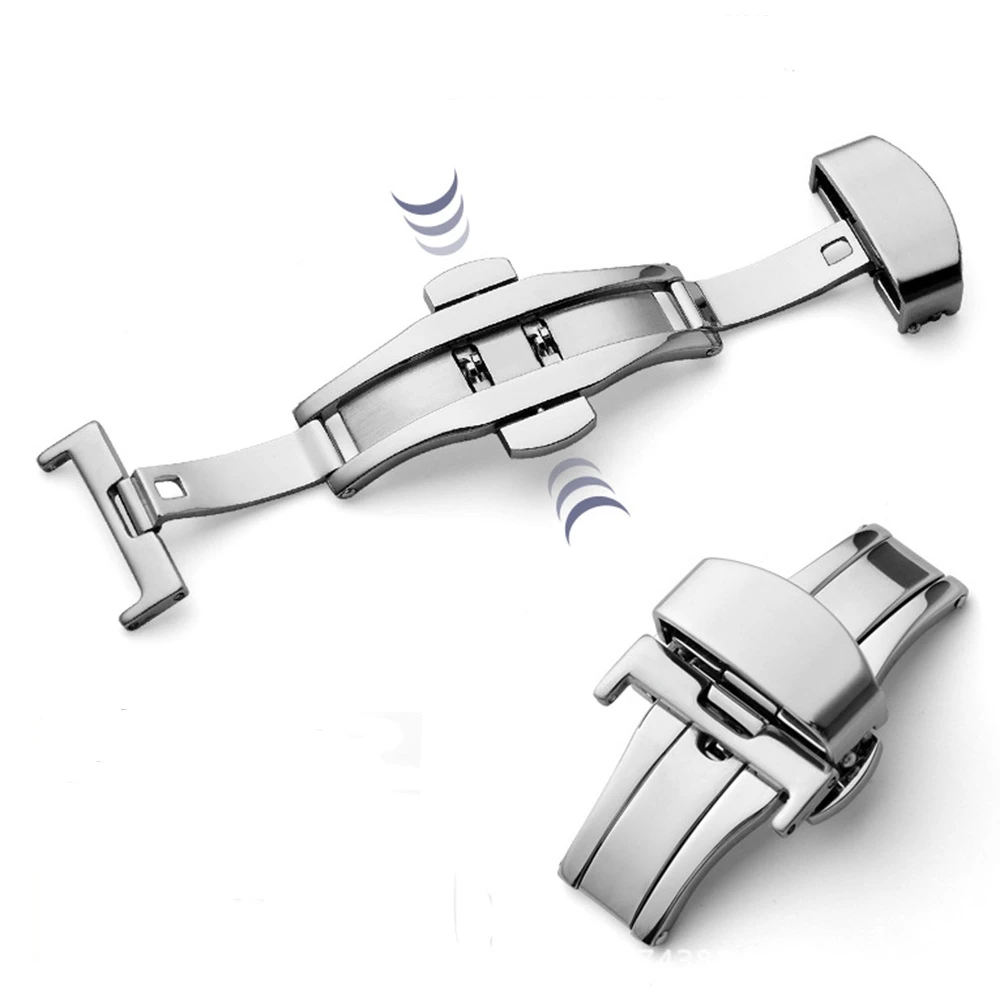 可定制LOGO不锈钢自动双按表扣弹扣皮带通用折叠扣