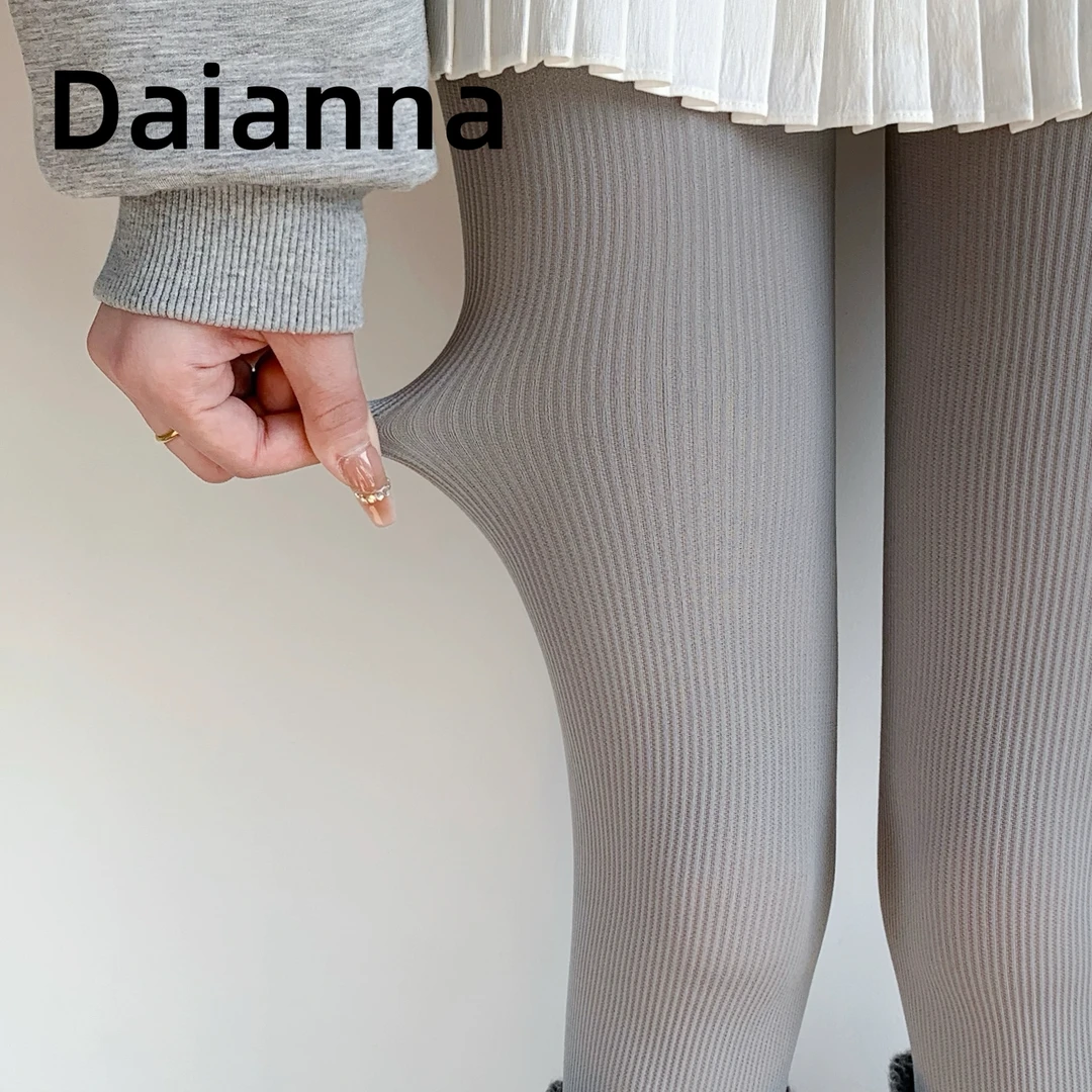 黛安纳丨竖条细纹60D千金袜春秋彩色琥珀流光连裤袜薄款灰打底袜