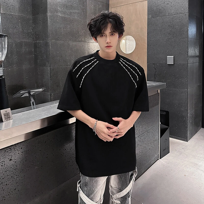 cleanfit珍珠装饰设计感短袖T恤男款正肩重磅高级感夏季半袖上衣