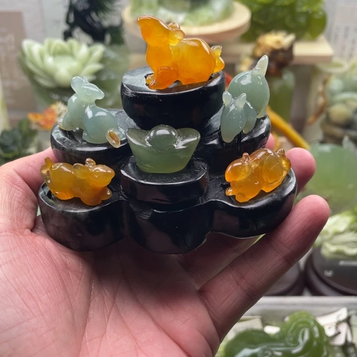 蛇纹石玉未镶嵌四大名玉手把