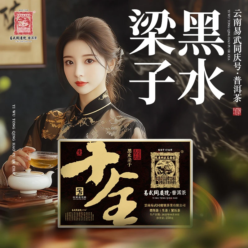 易武同庆号2022年普洱茶黑水梁子·十全·黑金生普茶砖250g