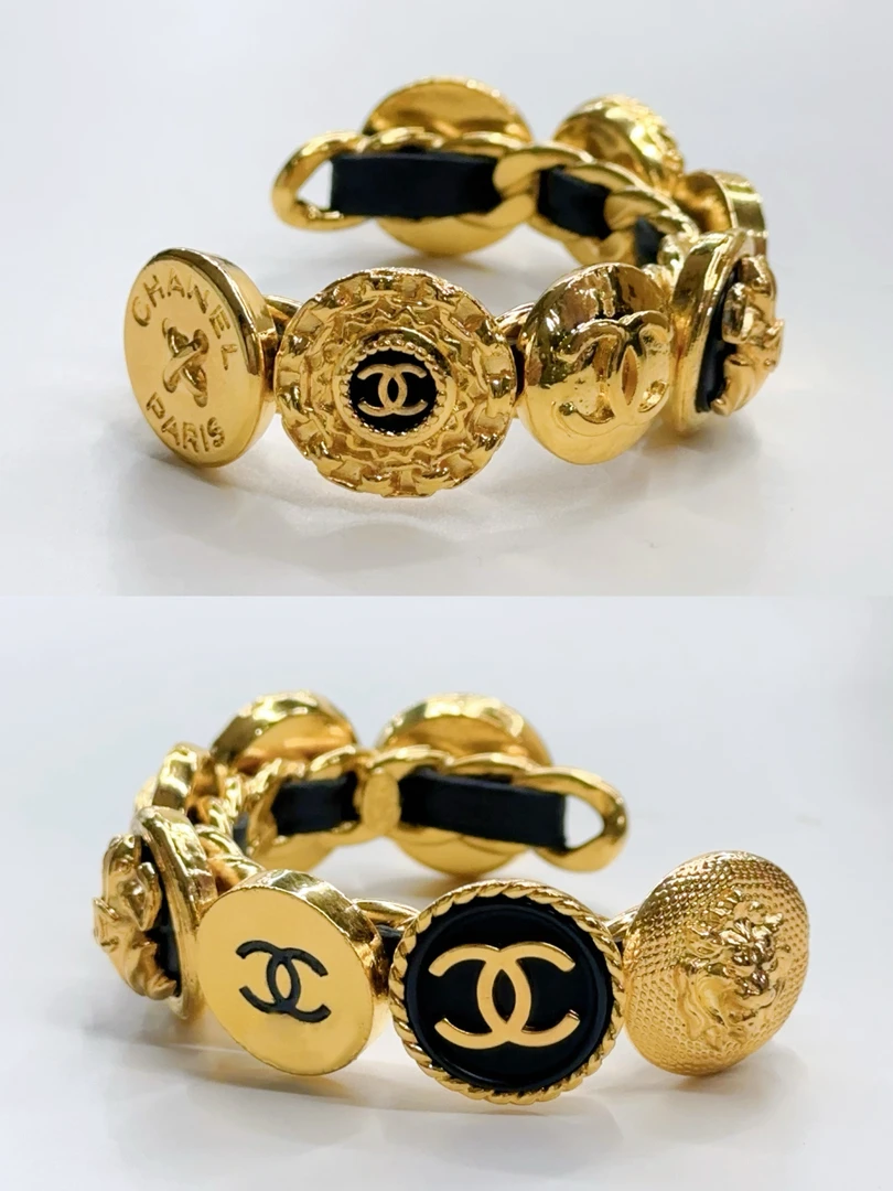 95新 Chanel/香奈儿 Chanel vintage 香奈儿中古黑金手镯