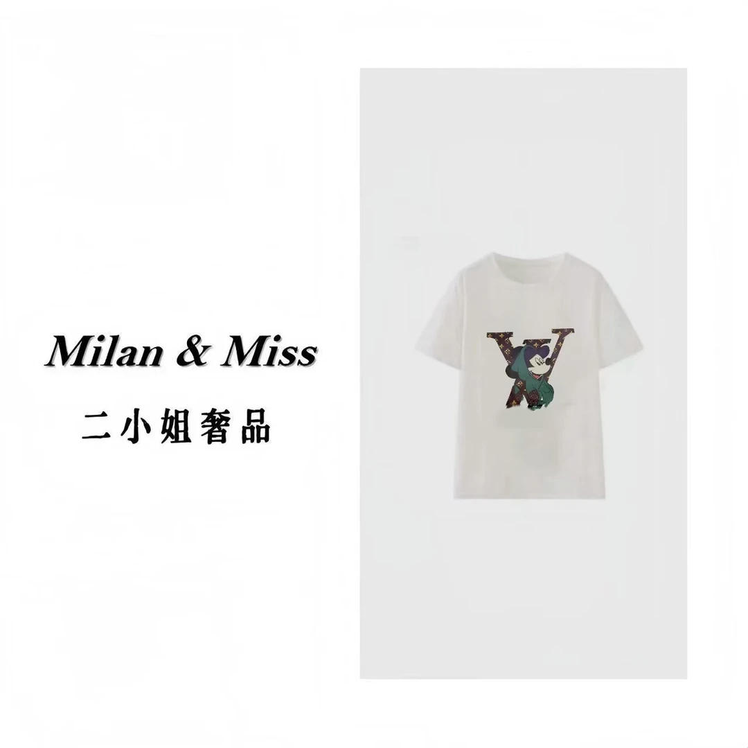 023米奇 重工水钻手工彩绘工艺 时尚高级短袖百搭二姐