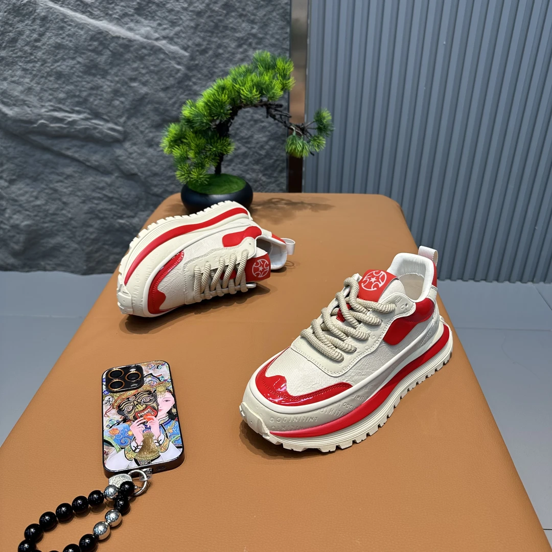 鞋不剩挣555百搭厚底男鞋春秋潮流休闲鞋秋季时尚百搭舒适拼色