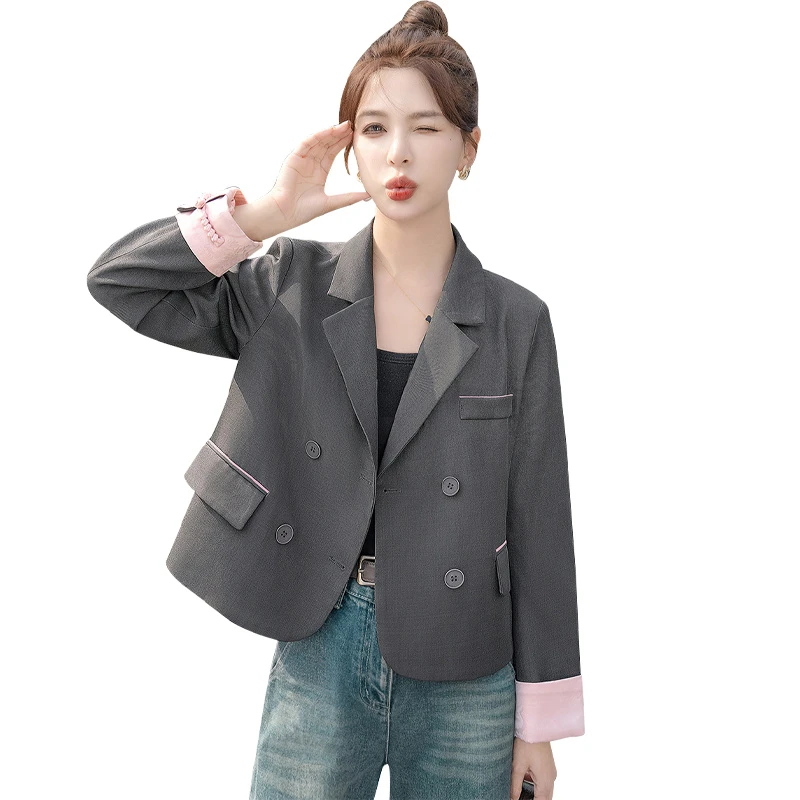 丝柏舍2025秋装女装新款撞色盘扣装饰国风长袖西装S51B0905X