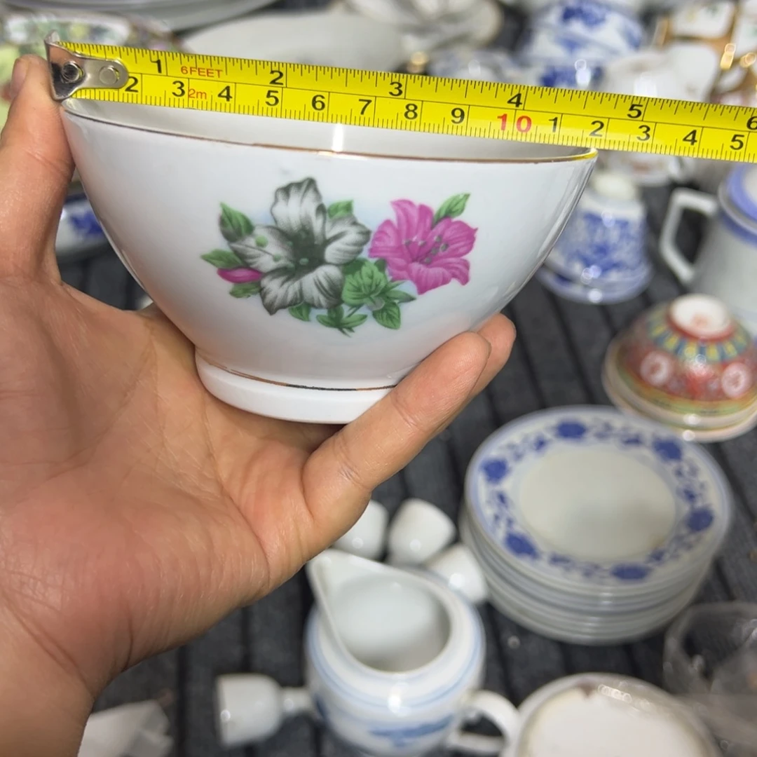 摆件陶11.5厘米牵牛花高足碗