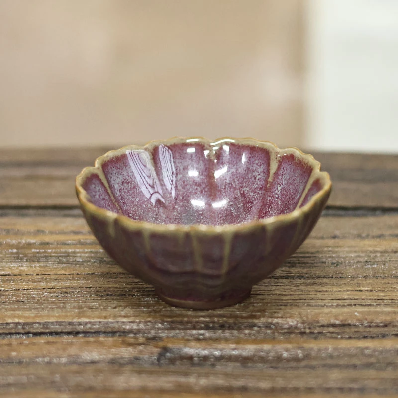 【见珊】粉釉花瓣杯（本0189）