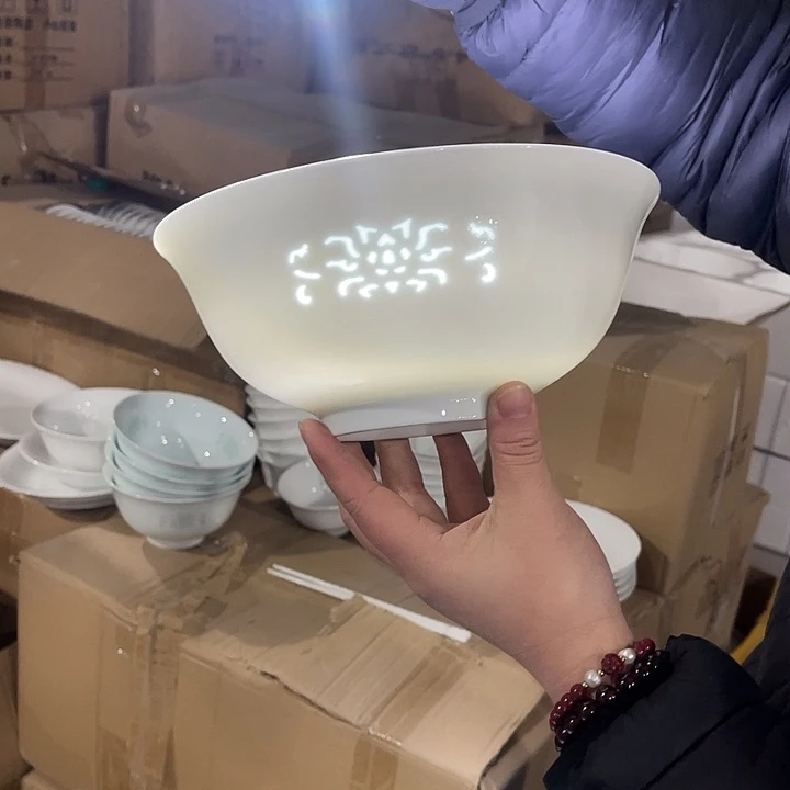 瓷片玲珑8.5英寸汤碗一个，包邮