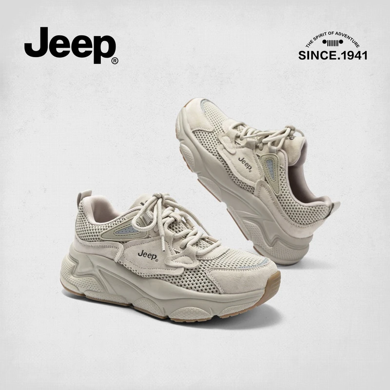 jeep百搭软底增高爆款厚底老爹鞋女2025新款秋季轻便休闲运动鞋子