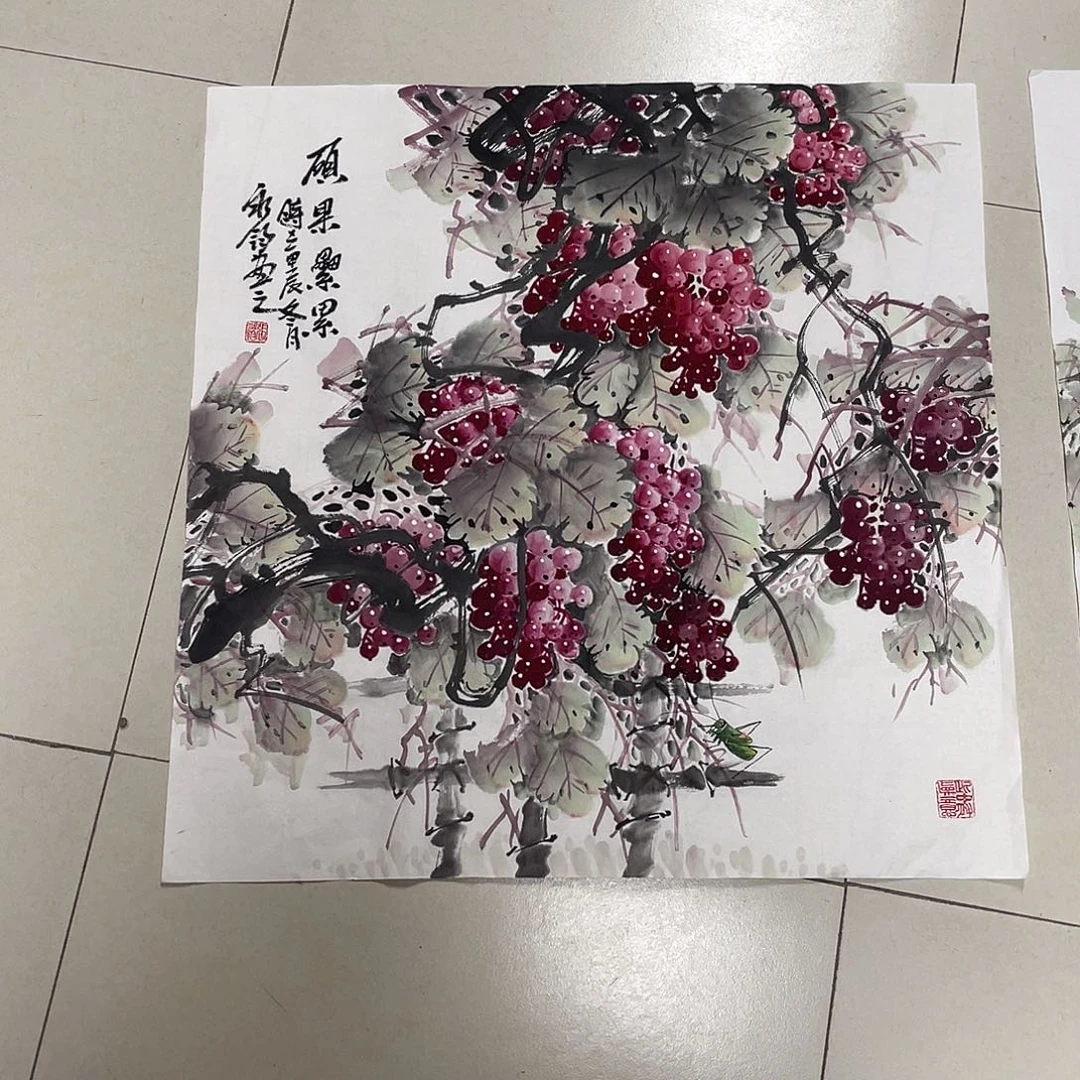 国画雨**空四尺斗方画芯 漏