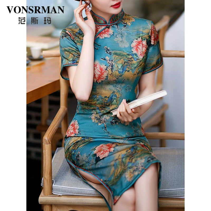 新中式改良旗袍2025年新款中国风高端小个子优雅连衣裙显瘦修身潮