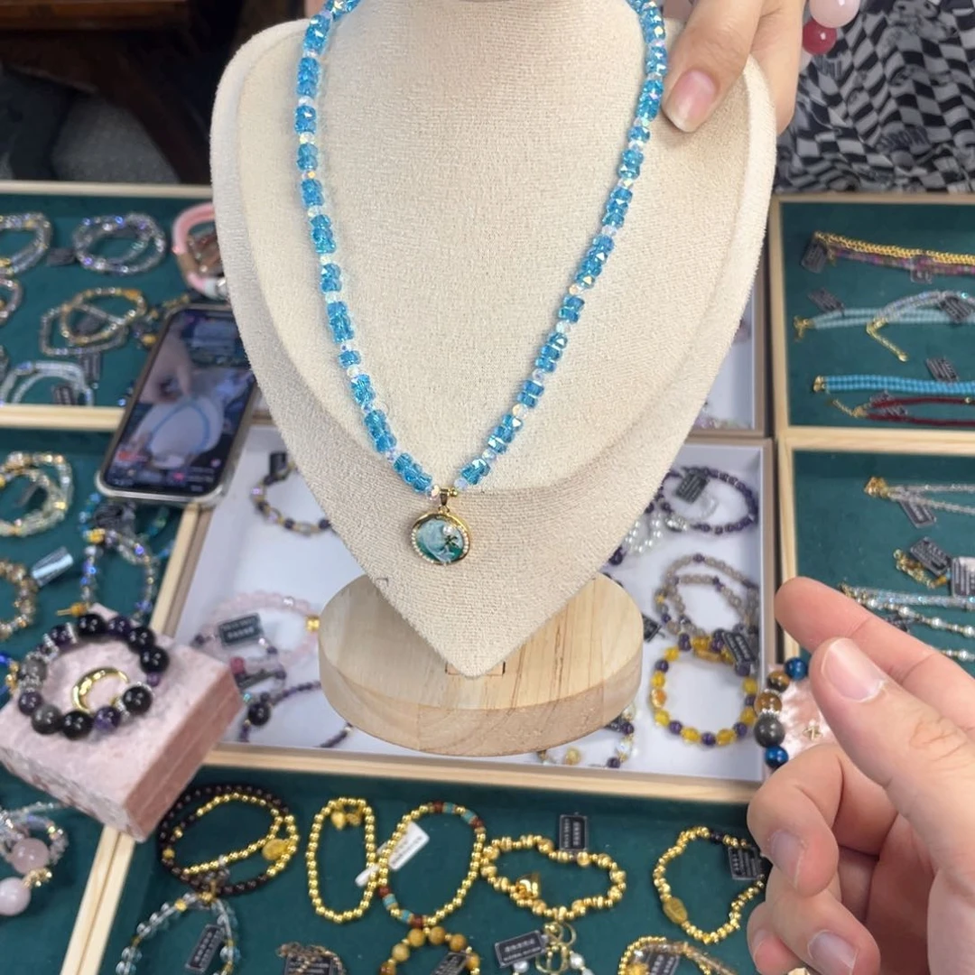 水晶手链银S925镀金镶嵌