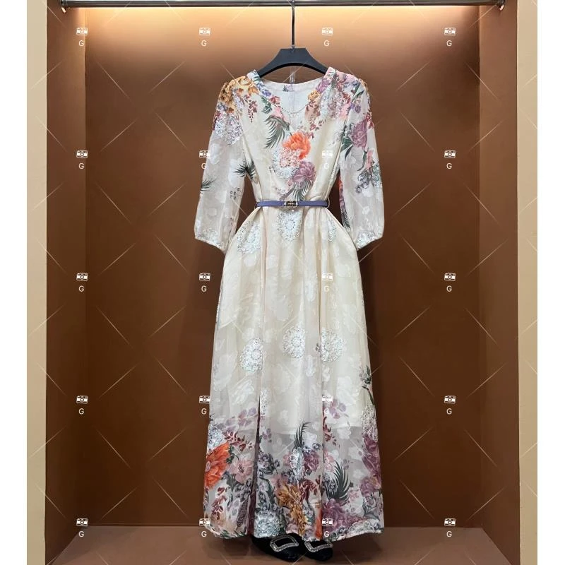 春夏丨设计师轻奢法式印花女士连衣裙 GS-56171