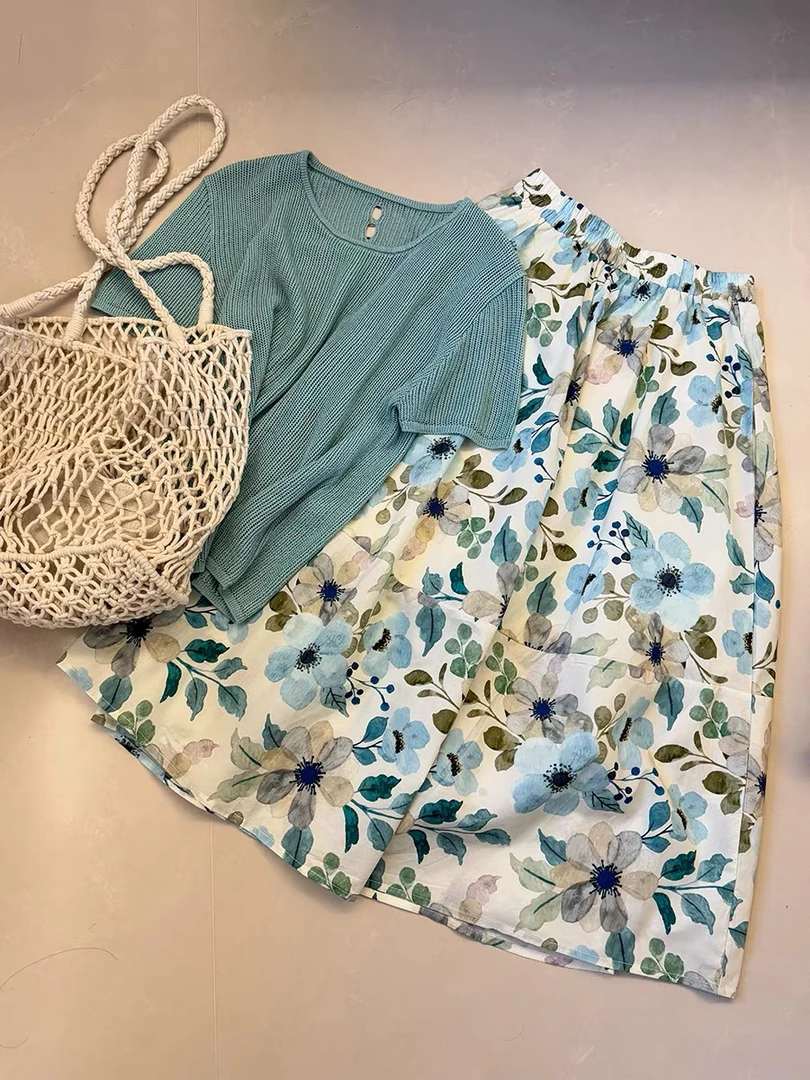 907款2025碎花松紧腰半身裙田园风显瘦设计高腰长裙春夏百搭