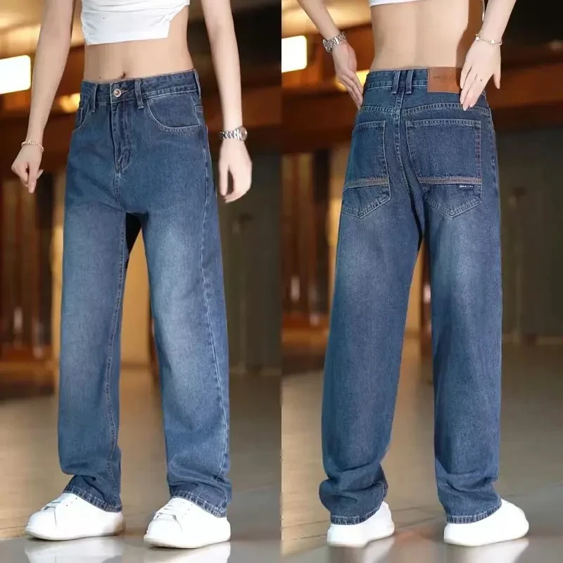 秋冬潮牌水洗牛仔裤男士美式直筒复古高街时尚百搭宽松休闲长裤男