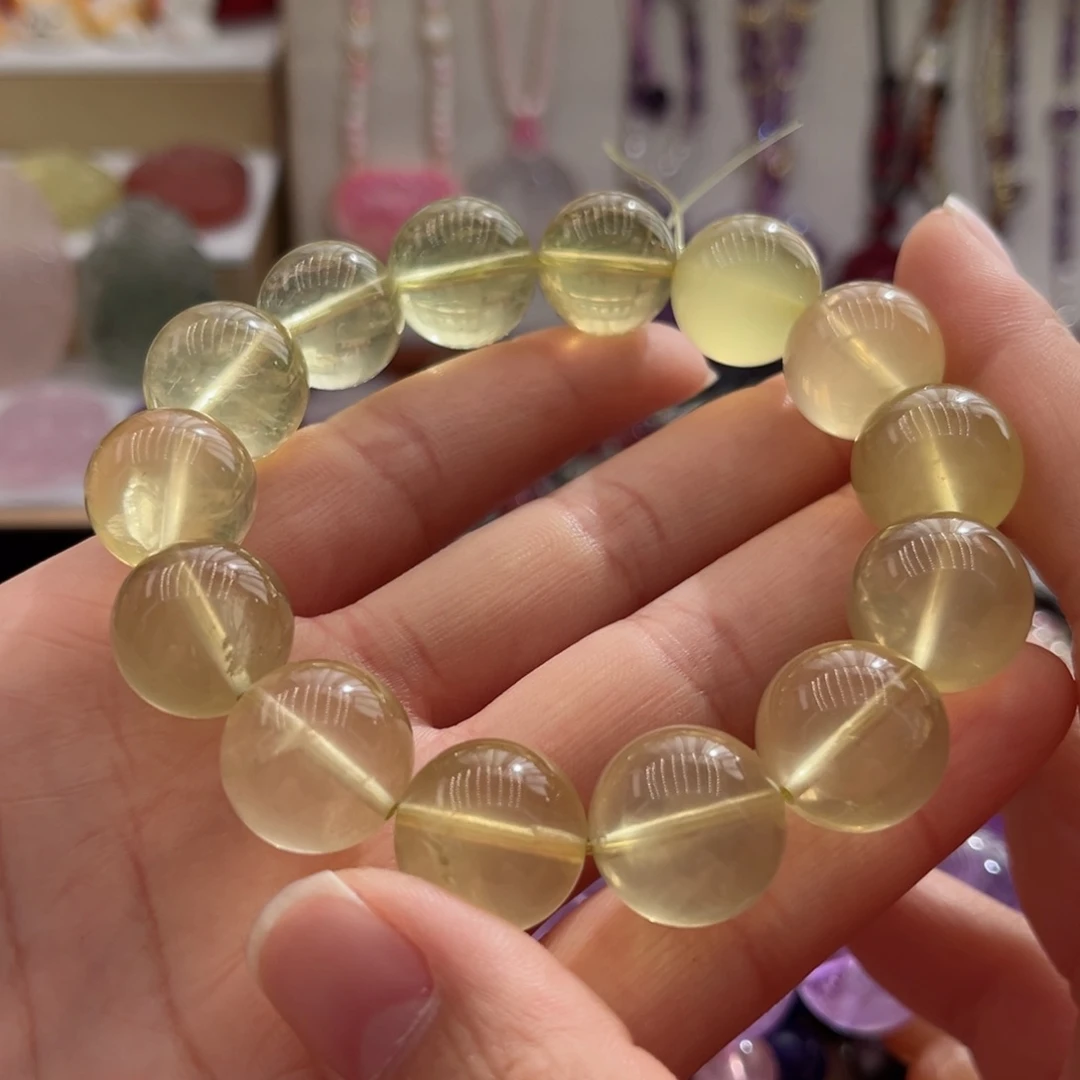 水晶颈饰银S925镶嵌橙***y黄水手串卡16