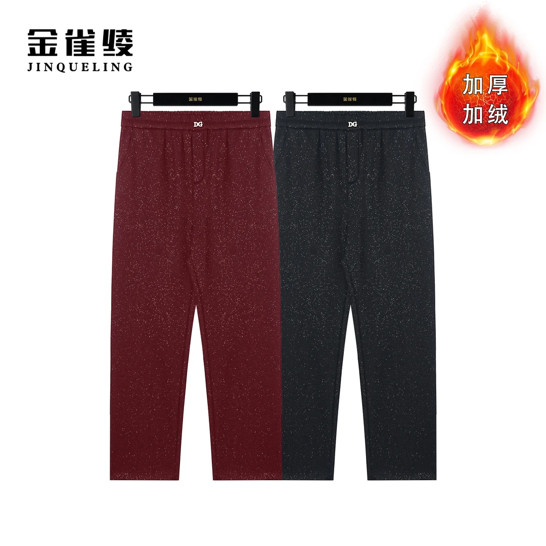 金雀绫【加绒闪闪裤】冬季新款时尚重工艺款长款休闲裤BK7072