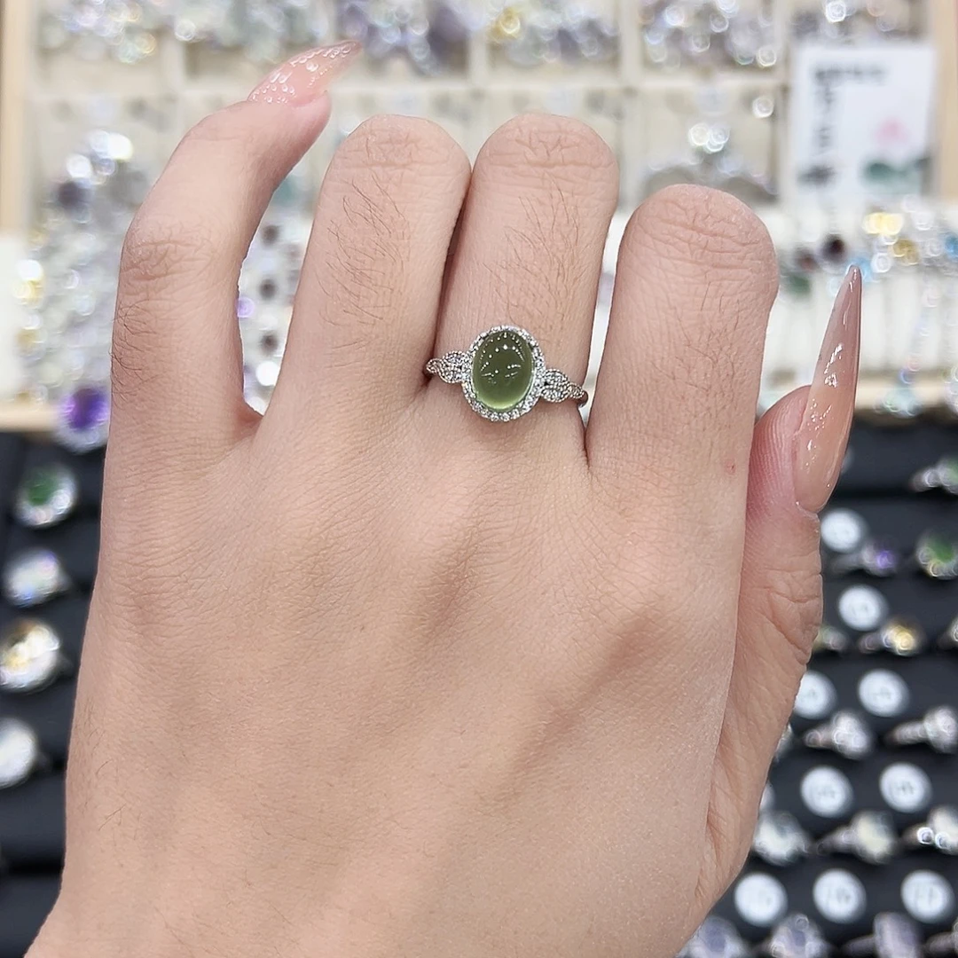 岫玉银S925镶嵌戒指