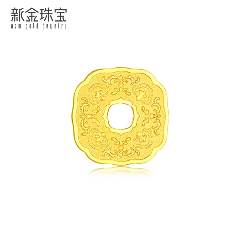 新金珠宝 黄金平安扣足金金牌金币四时如意花团锦簇前程似锦