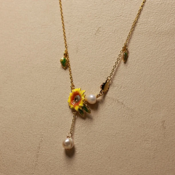 向日葵向阳而生珍珠项链