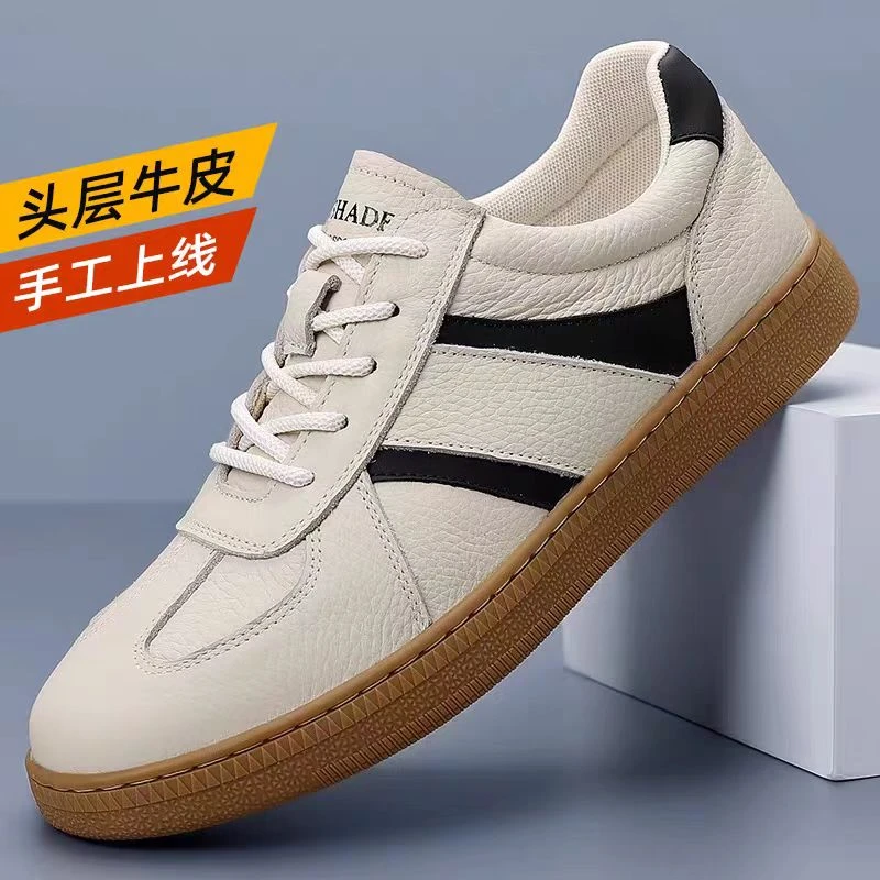 头层牛皮德训鞋男士时尚真皮牛皮懒人休闲百搭阿甘鞋0312