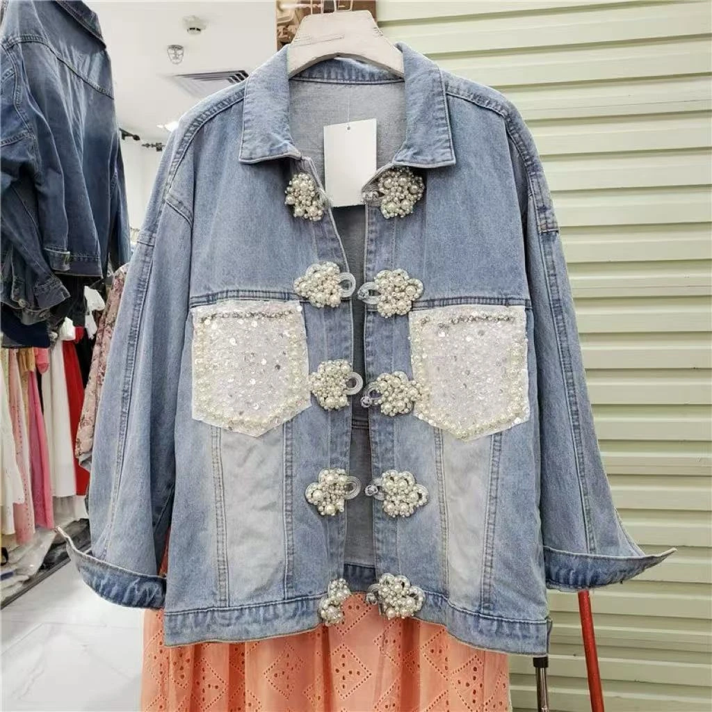 媛媛推荐【高奢】时尚百搭春季宽松重工拼接外套