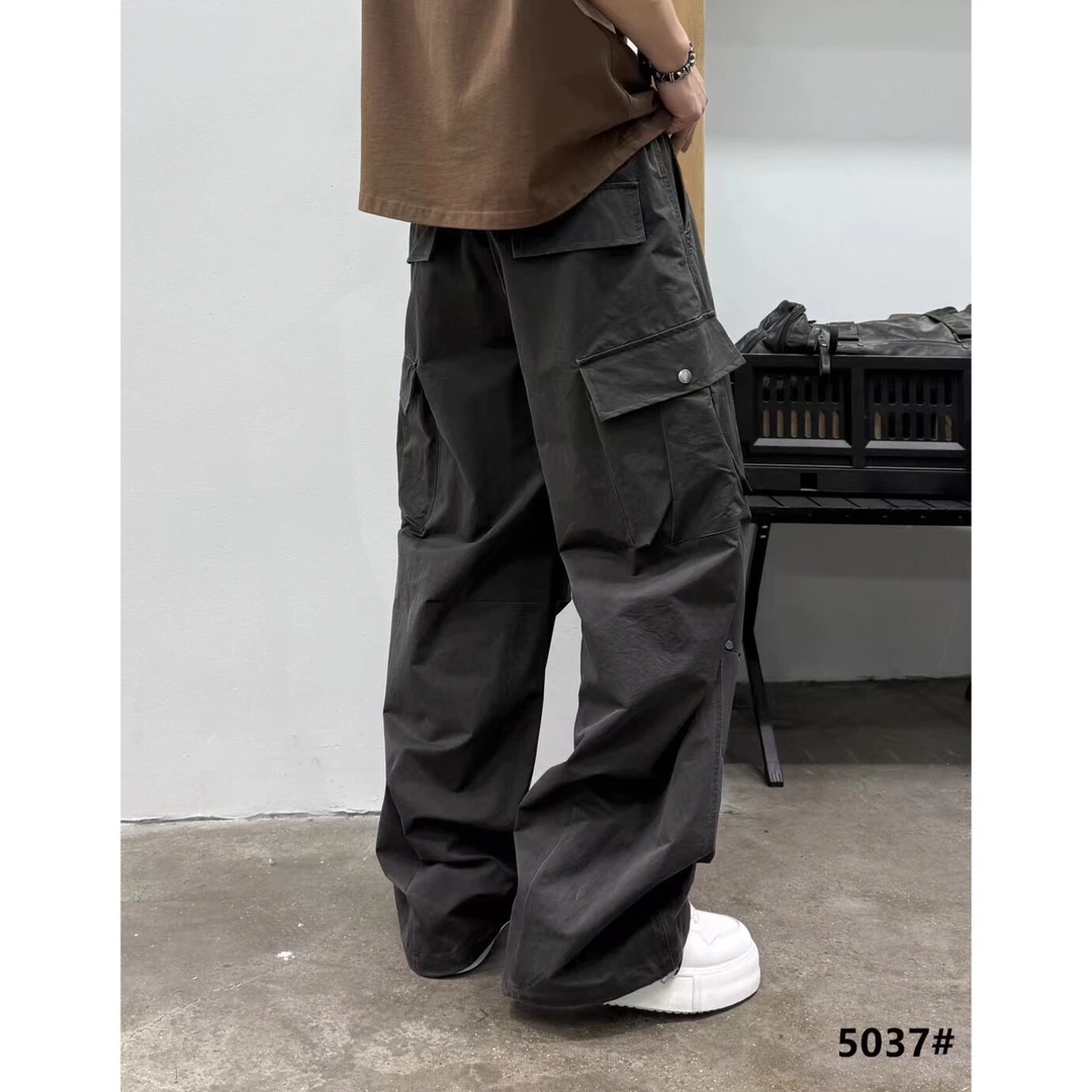 5037男士薄款阔腿季夏季男款工装阔腿裤休闲裤日系韩版裤子潮