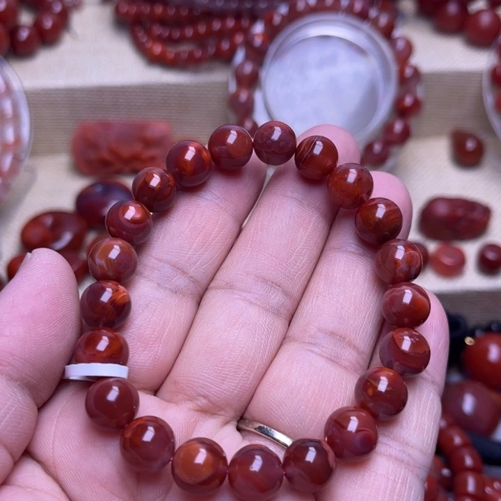 南红玛瑙未镶嵌手链9 M火焰