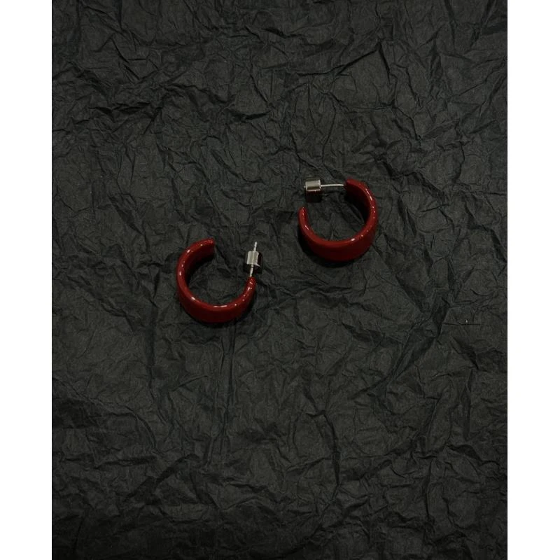 黄铜耳饰 黄铜耳饰 暗红色C型质感珐琅耳饰 J25EH496