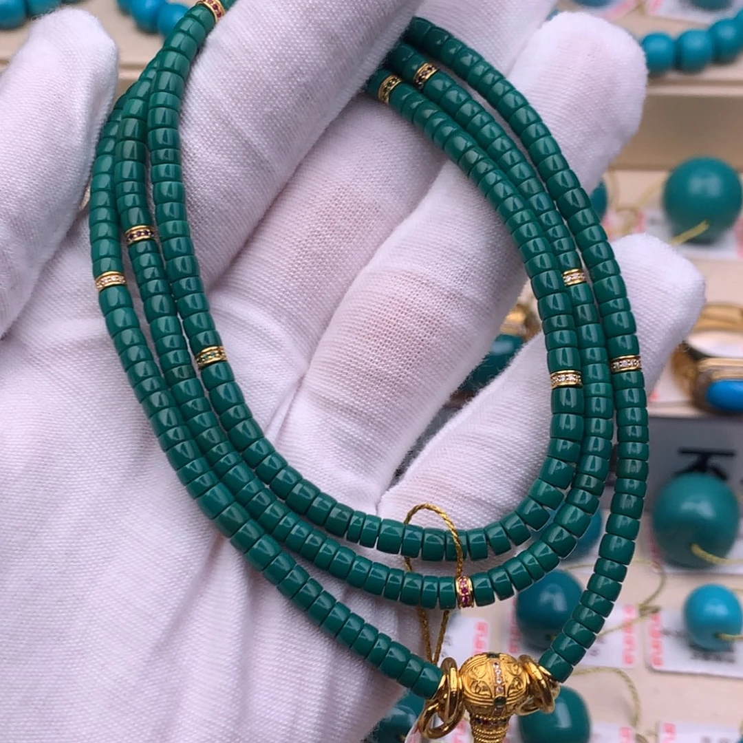 绿松石18K金镶嵌珠宝奇石