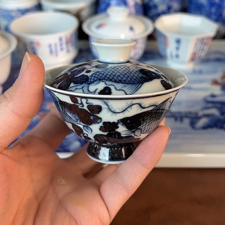 蒹***葭瓷片景德镇全手工手绘陶瓷