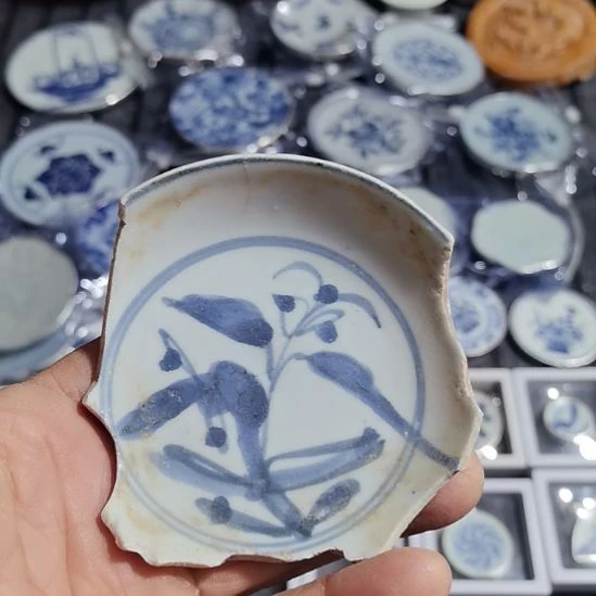 瓷片青花影青杯垫学习标本
