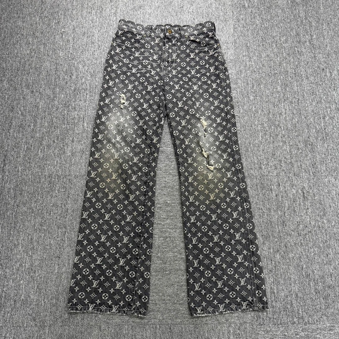 99新 LouisVuitton/路易威登 做旧破坏刺绣牛仔裤/30码/14980
