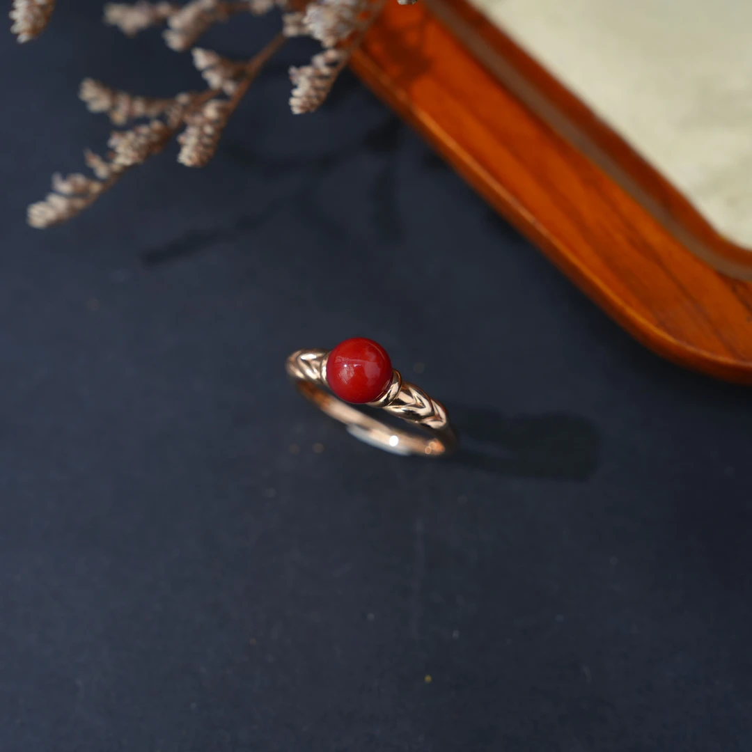 【央博玉专属】18K珊瑚阿卡戒指160-gu1299qz-多样性发一