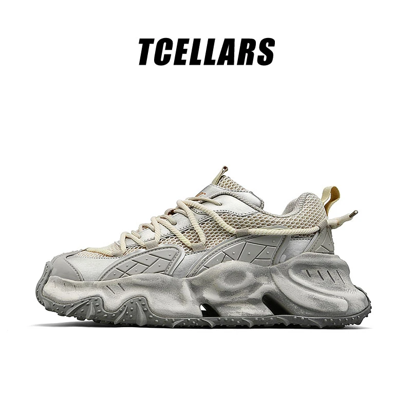 Tcellars秋季款时尚休闲鞋潮流增高老爹鞋百搭运动鞋男款增高跑鞋