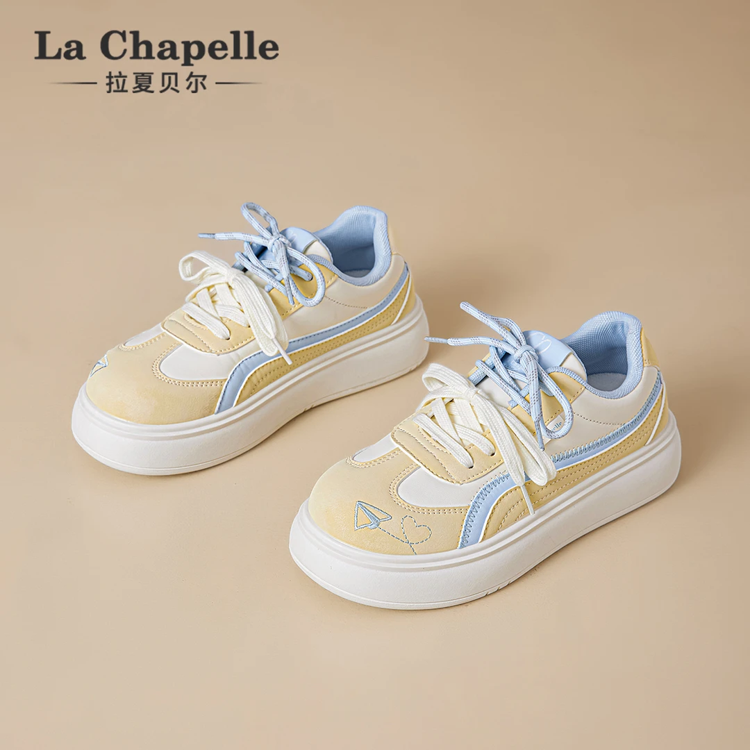 拉夏贝尔2025秋季流行鞋子奶油风明星同款潮流百搭小众增高板鞋