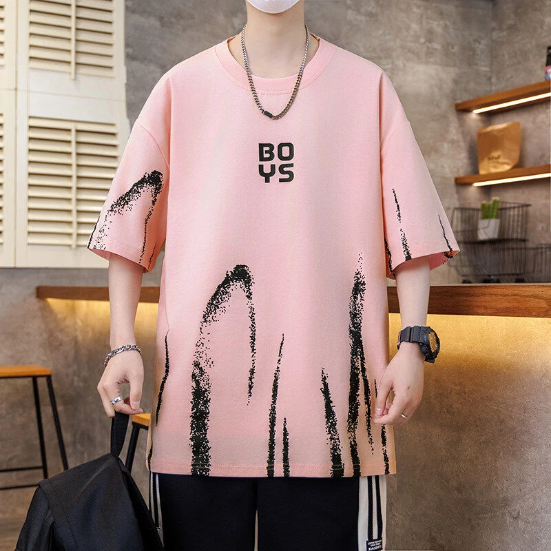 学生青少年夏季新款宽松休闲短袖T恤男生时尚潮流半袖体恤上衣服