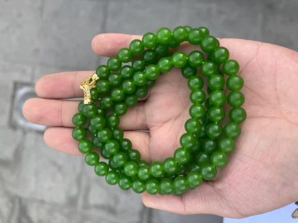 新疆山料辣阳绿 108 颗 卡8 项链高端大气